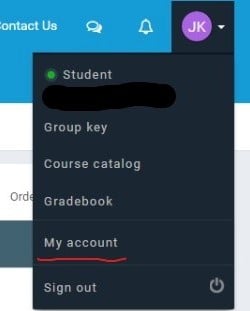 My account from students course list